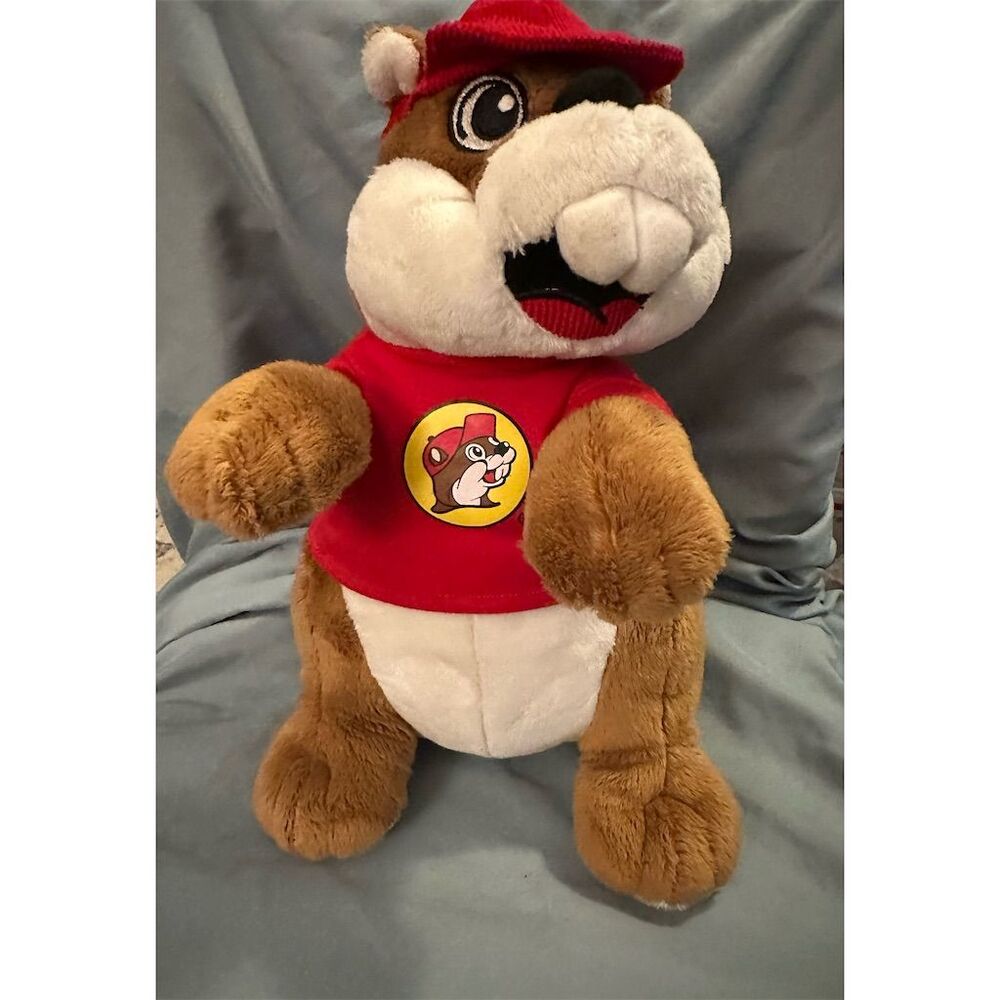 Buc-ee's Beaver Plush Toy with Red T-Shirt and Cap Small 6-14 in